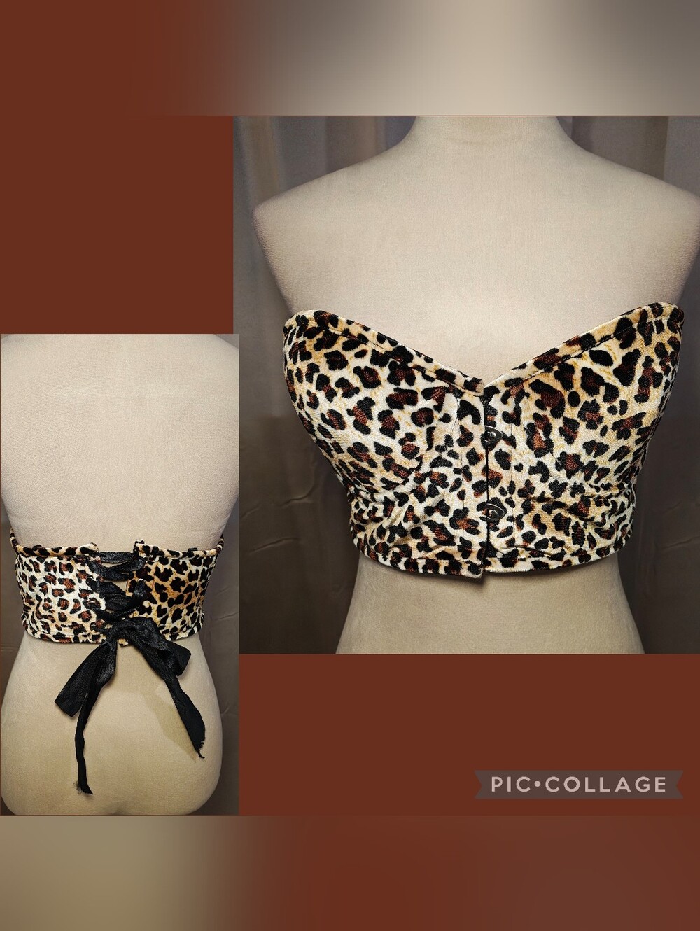 Daisy Corsets Plus Size Velvet Leopard Print Bustier Corset w Back Lace Up